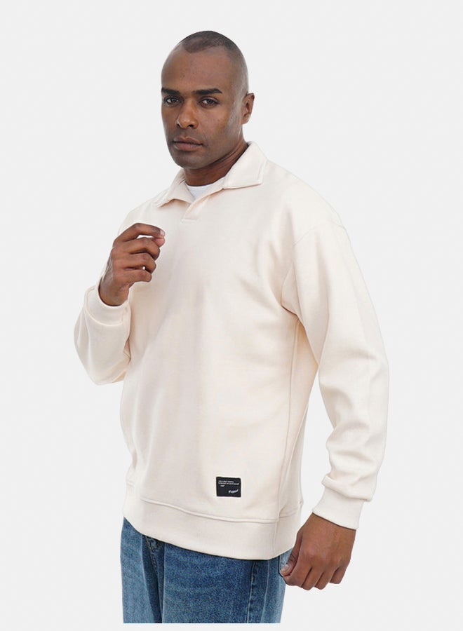 FIRE WOOD FireWood Cashmere Knit Pullover Sweater long sleeve For Men- Light Beige - Image 3